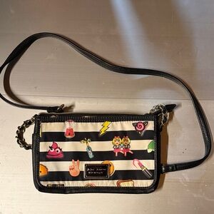 Betsey Johnson Black and White Striped Crossbody Bag